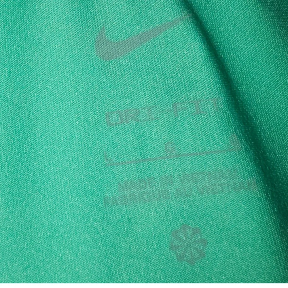 Nike Golf Shirt Mens Large Green Like New Tiger Woods Collection Dri-FIT Stripe